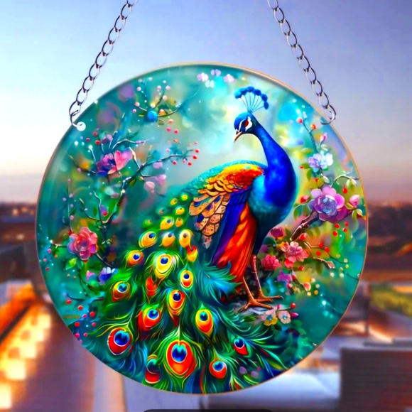 6" Acrylic Suncatcher - Peacock - Picture 3 of 4